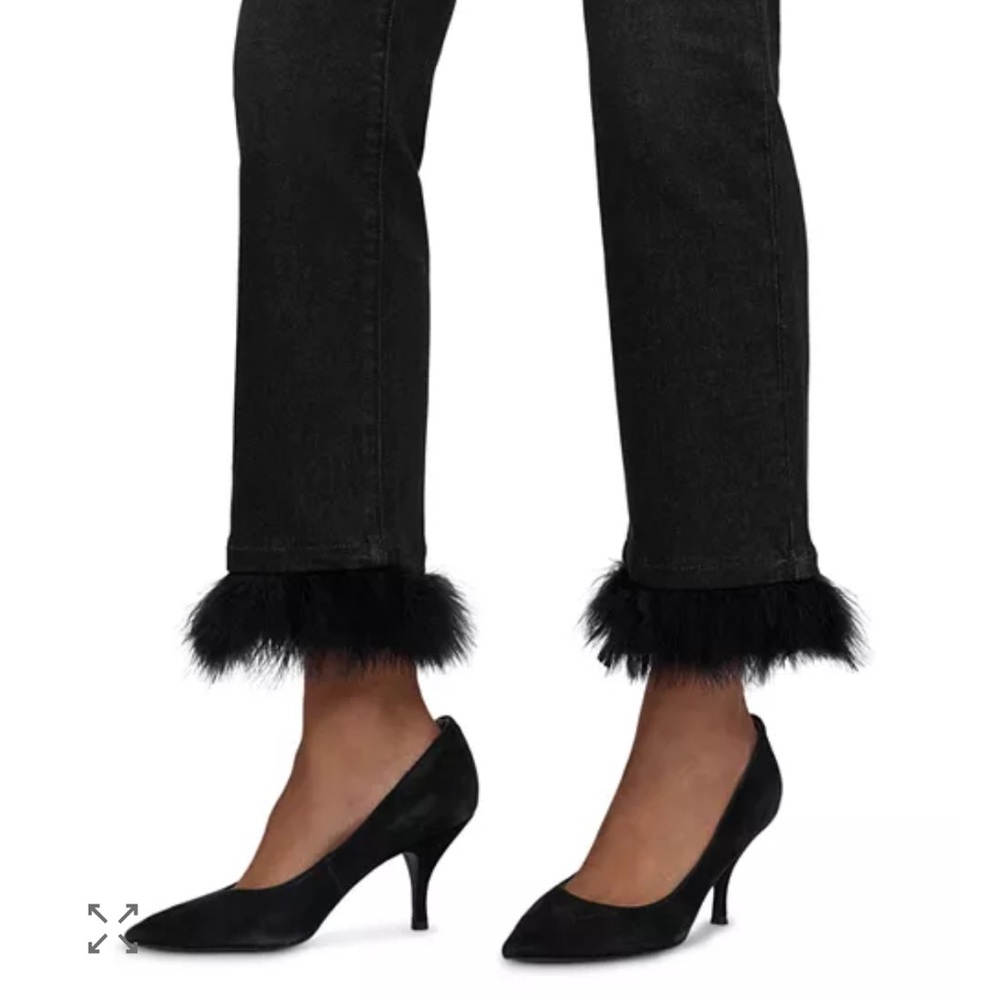 Boohoo Black Feather Trim Ankle Jeans - Picture 2 of 6